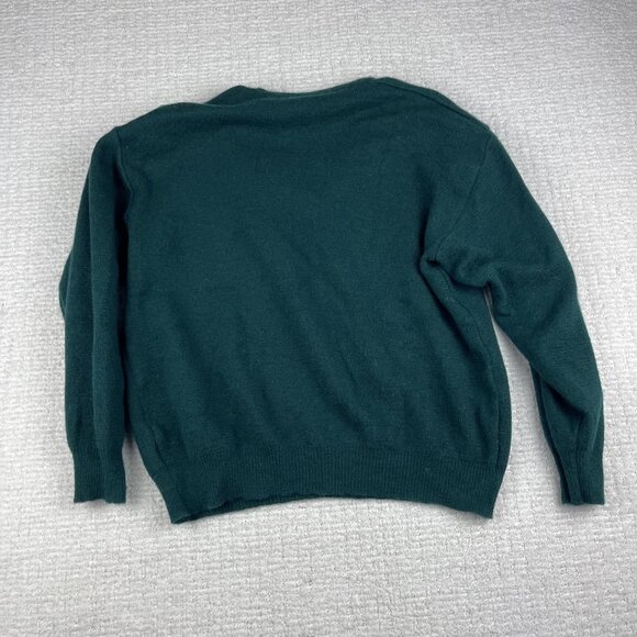 Vintage Le Minor 100% Pure Wool sweatshirt Green Sz 2 Made in France - Picture 15 of 16